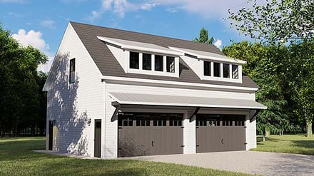 Colonial, Contemporary 3 Car Garage Apartment Plan 50707 with 1 Bed, 1 Bath Elevation