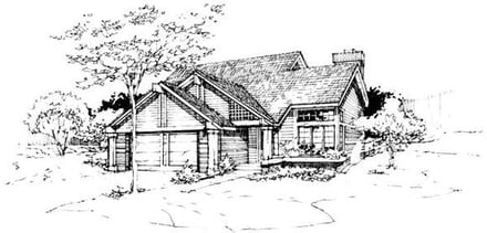Narrow Lot House Plan 51061 with 3 Bed, 3 Bath, 2 Car Garage Elevation