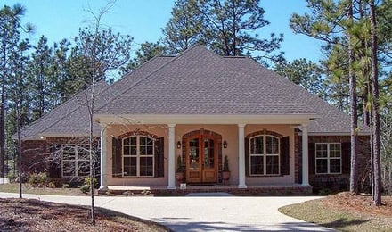 Acadian, Country, French Country House Plan 51957 with 4 Bed, 3 Bath, 2 Car Garage Elevation