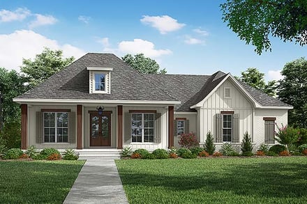 Acadian, Country, European, French Country, Southern House Plan 56908 with 3 Bed, 2 Bath, 2 Car Garage Elevation