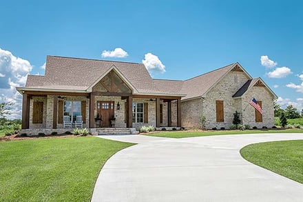 Country, Farmhouse, Southern, Traditional House Plan 56916 with 3 Bed, 3 Bath, 2 Car Garage Elevation