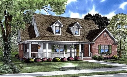 Country House Plan 61288 with 3 Bed, 3 Bath, 2 Car Garage Elevation