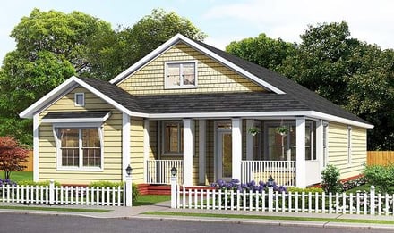 Cottage, Traditional House Plan 61494 with 3 Bed, 2 Bath Elevation