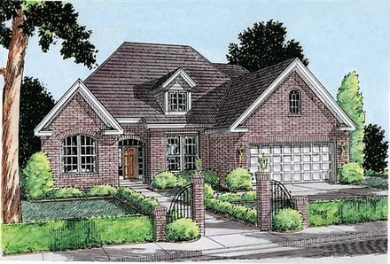 European, Traditional House Plan 68236 with 3 Bed, 3 Bath, 2 Car Garage Elevation