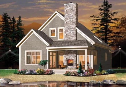 Cape Cod, Cottage, Country, Craftsman House Plan 76340 with 3 Bed, 2 Bath Elevation