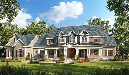 Craftsman, Traditional House Plan 76713 with 4 Bed, 5 Bath, 3 Car Garage Elevation