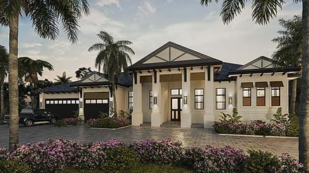Coastal, Florida House Plan 78130 with 3 Bed, 4 Bath, 3 Car Garage Elevation