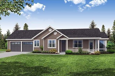 Country, Ranch, Traditional House Plan 78495 with 2 Bed, 2 Bath, 2 Car Garage Elevation
