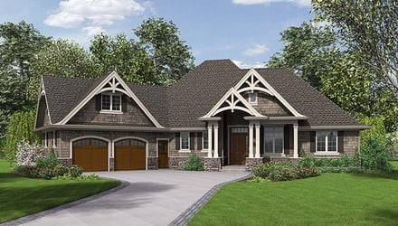 Country, Craftsman House Plan 81204 with 3 Bed, 3 Bath, 2 Car Garage Elevation