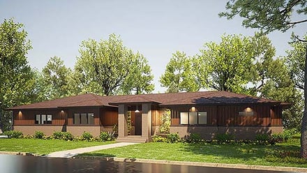 Contemporary, Modern, Prairie House Plan 82604 with 3 Bed, 4 Bath, 3 Car Garage Elevation