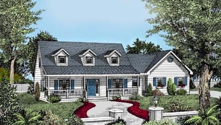 Cape Cod, Country, Farmhouse House Plan 91639 with 3 Bed, 3 Bath, 2 Car Garage Elevation
