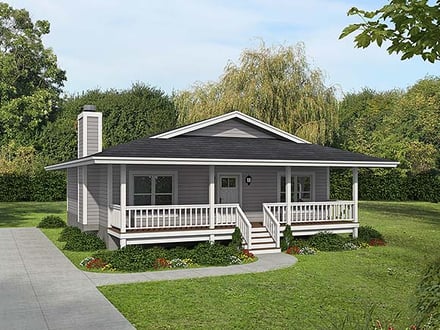 Cottage, Farmhouse House Plan 95348 with 2 Bed, 2 Bath Elevation
