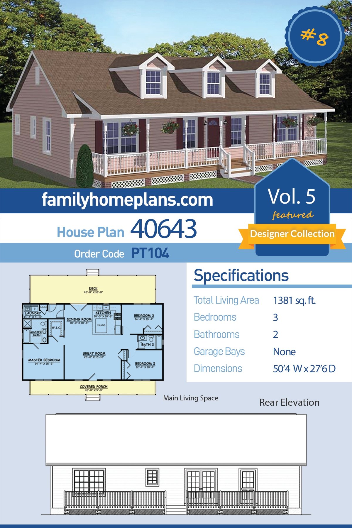 Plan 40643 | Ranch Plan with Country Porch