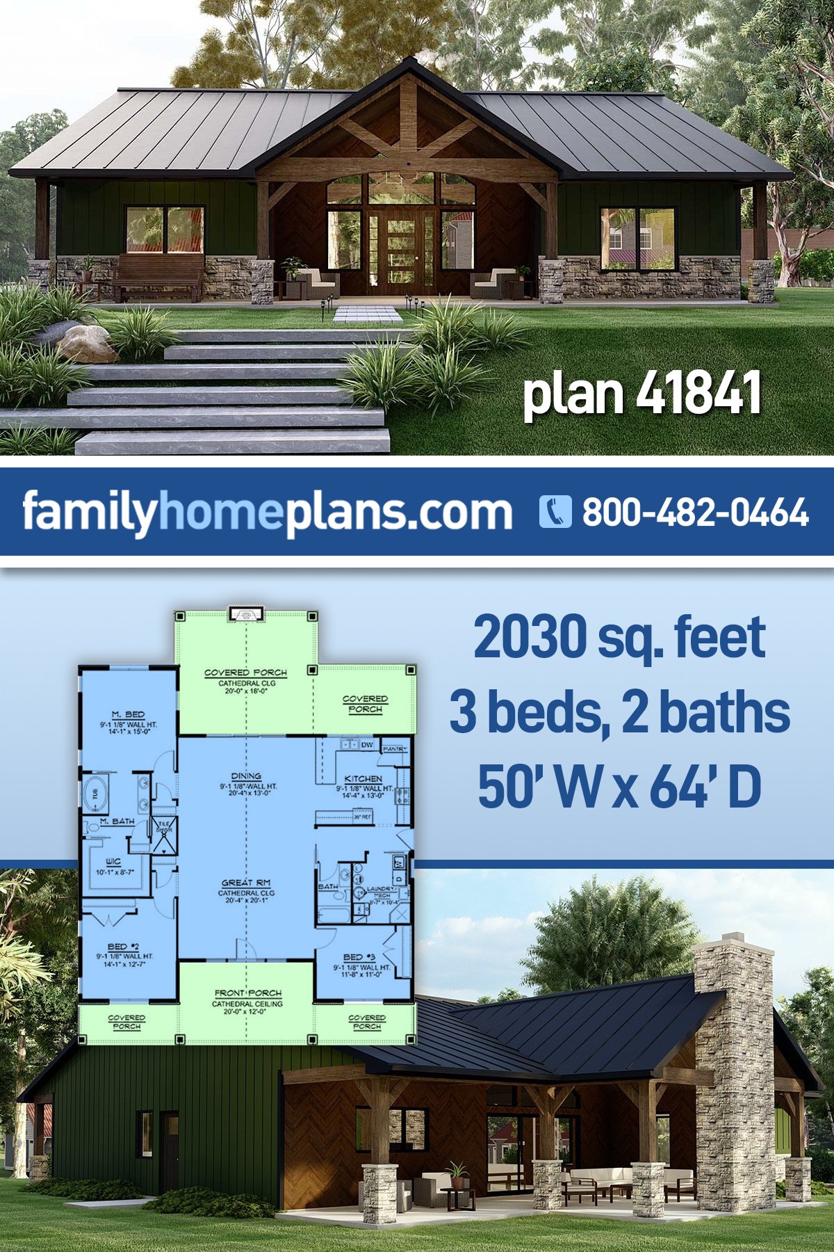 Craftsman House Plan Split Plan