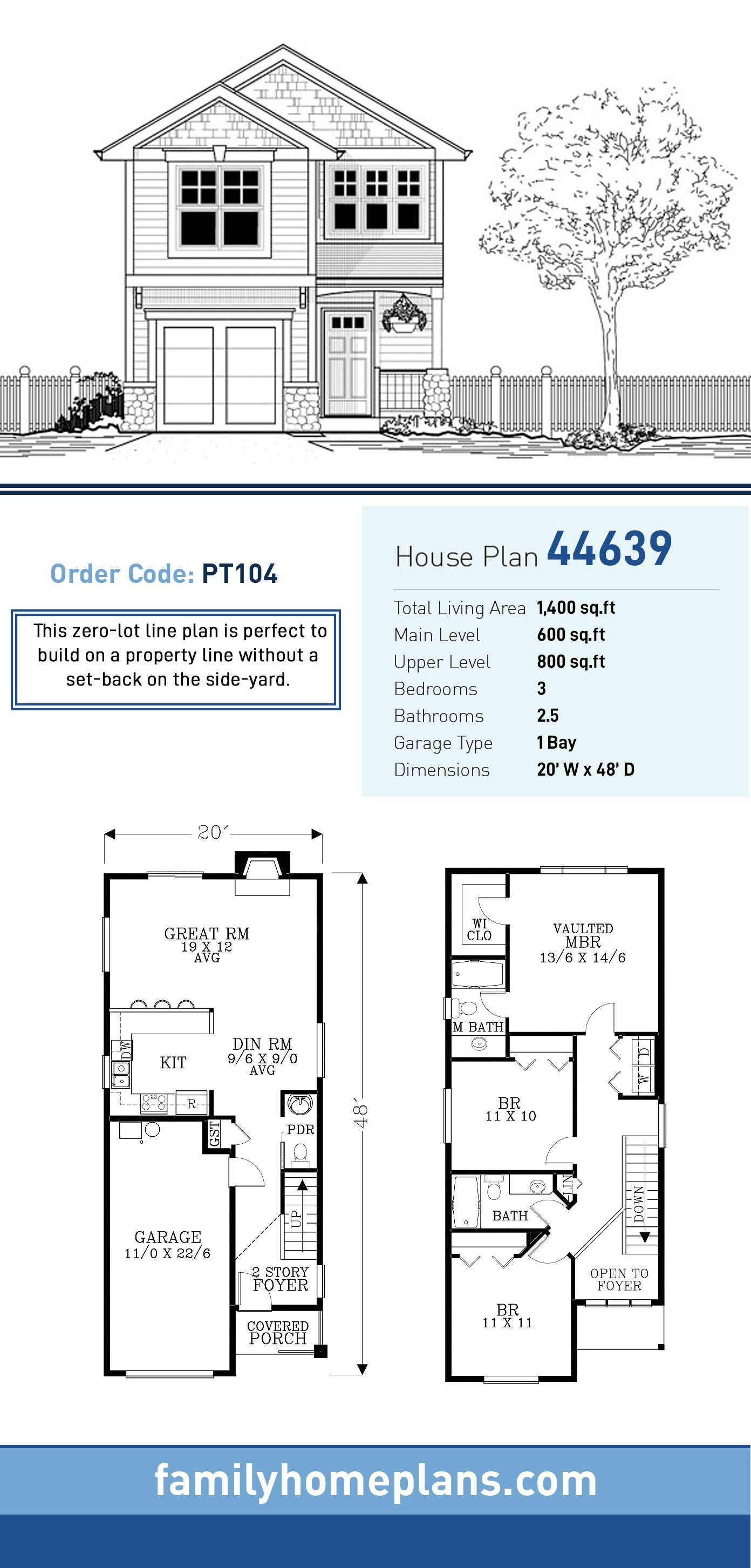 House Plan 44639 Traditional Style With 1400 Sq Ft 3 Bed 2 Bath 1 Half Bath