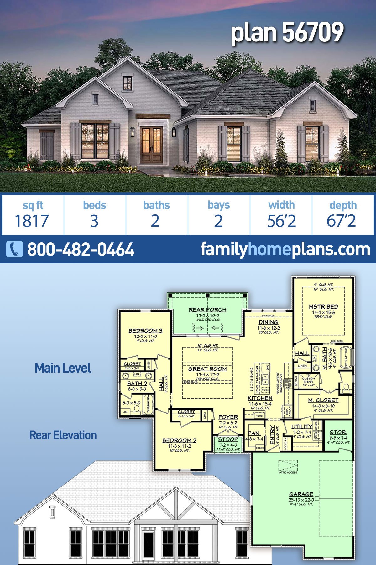 Plan 56709 | Beautiful Southern House Plan With Lots of Storage S