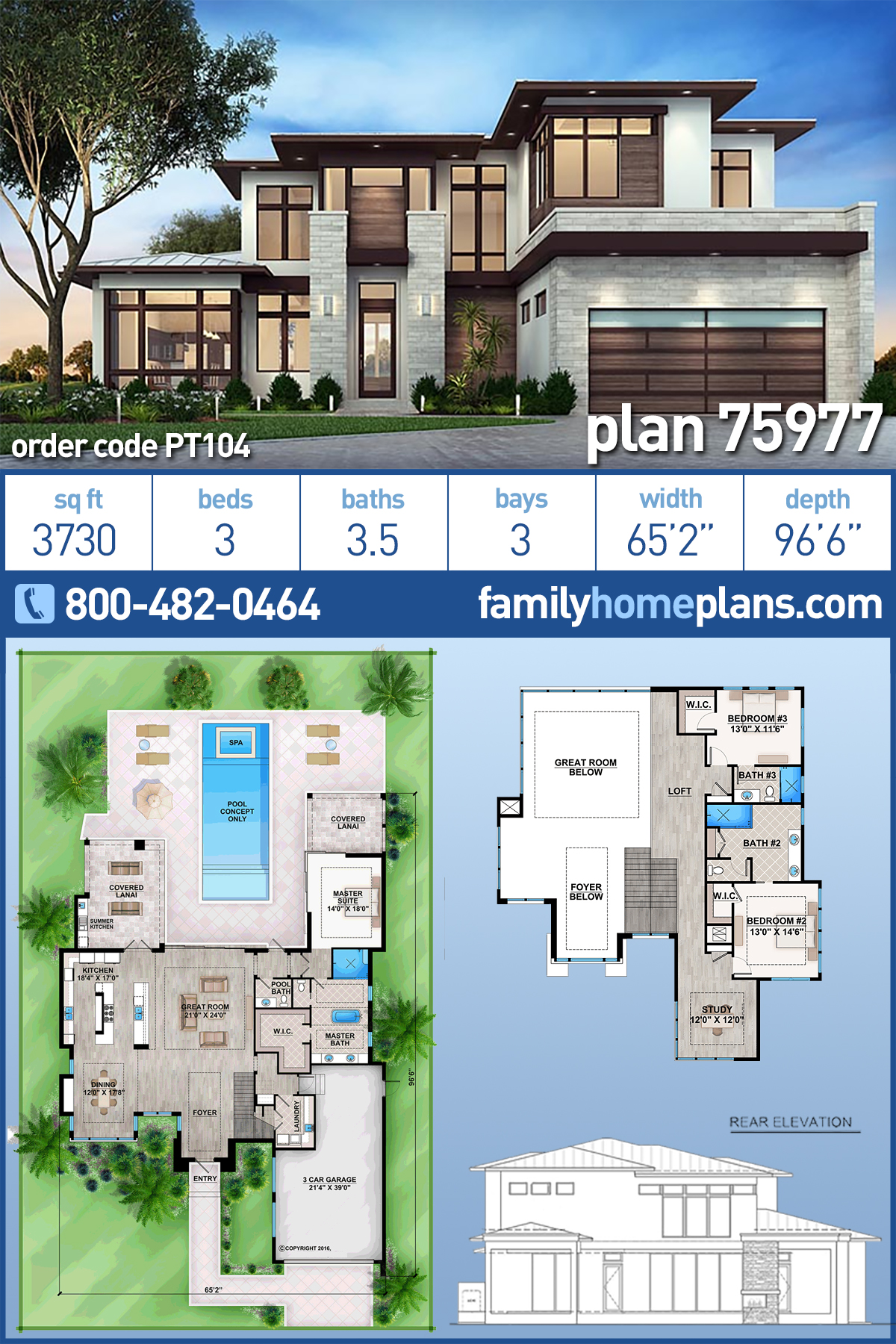 Modern House Plan 75977 With 3 Bed 4 Bath 3 Car Garage