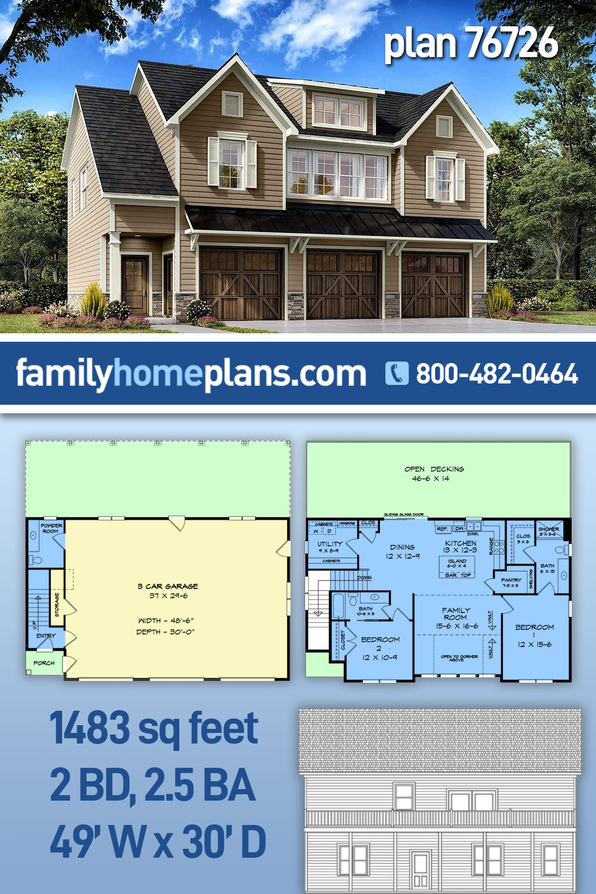 plan-76726-3-bay-garage-living-plan-with-2-bedrooms