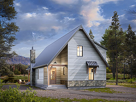 Cabin Cottage Country Farmhouse Elevation of Plan 100123
