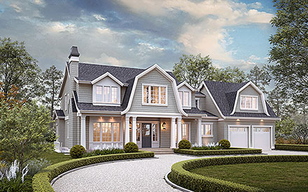 Cape Cod Cottage Country Farmhouse Elevation of Plan 100133
