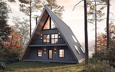 A-Frame Cabin Coastal Cottage Elevation of Plan 100190