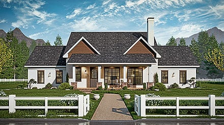 Contemporary Farmhouse Elevation of Plan 100213
