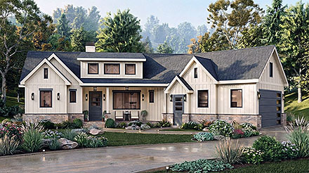Contemporary Craftsman Elevation of Plan 100234