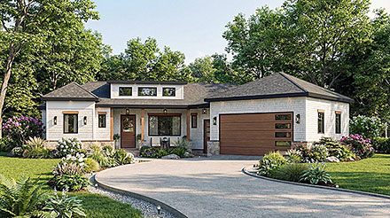Contemporary Craftsman Elevation of Plan 100236