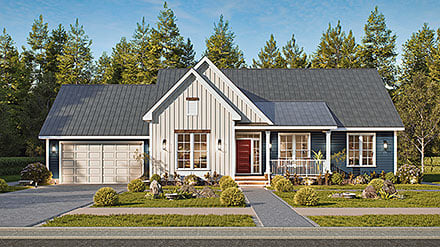 Contemporary Country Farmhouse Traditional Elevation of Plan 100239