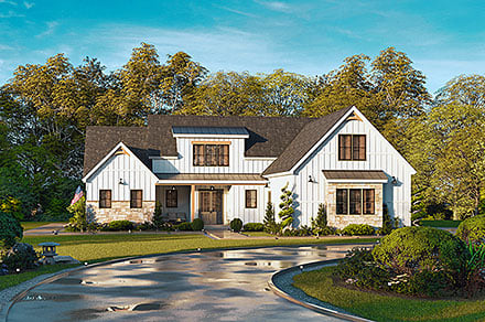 Contemporary Cottage Craftsman Farmhouse Elevation of Plan 100254