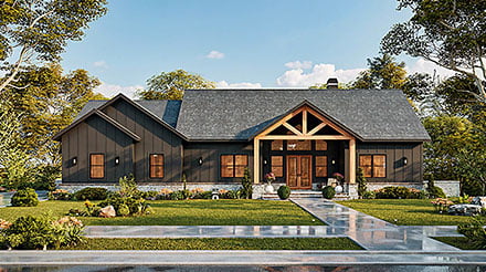 Contemporary Country Craftsman Farmhouse Elevation of Plan 100267