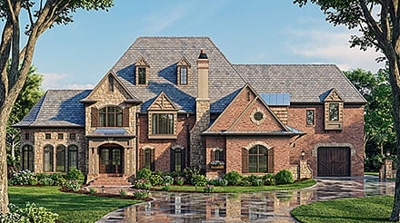 Traditional Tudor Elevation of Plan 100271