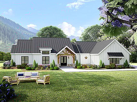 Country Craftsman Farmhouse Ranch Traditional Elevation of Plan 100306