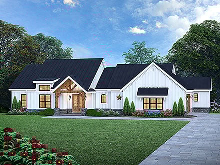 Country, Farmhouse, Ranch, Traditional House Plan 100309 with 4 Beds, 3 Baths, 2 Car Garage