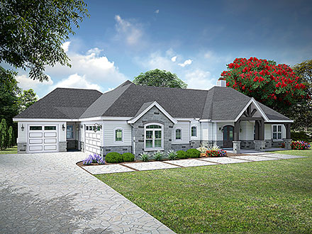 European French Country Ranch Elevation of Plan 100321