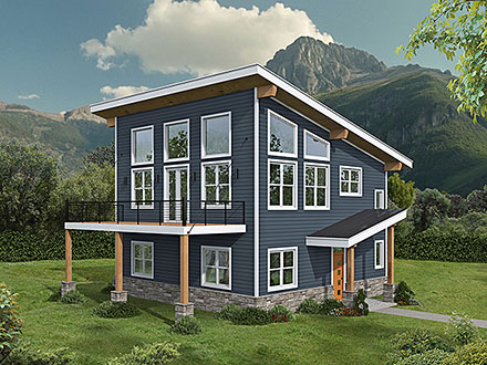 Coastal Contemporary Modern Elevation of Plan 100353