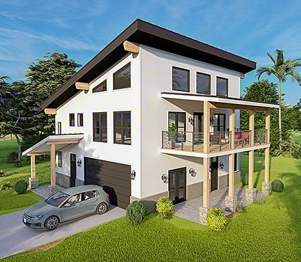 Contemporary Modern Elevation of Plan 100358