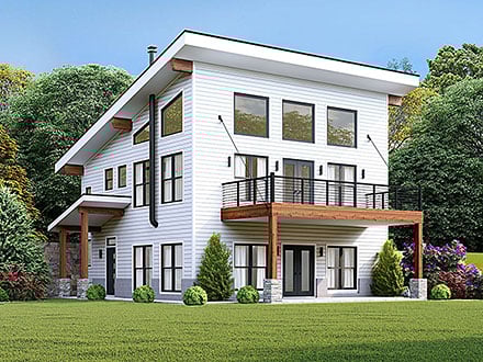 Coastal Contemporary Modern Elevation of Plan 100361