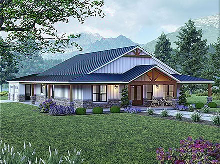 Barndominium Country Farmhouse Ranch Elevation of Plan 100362