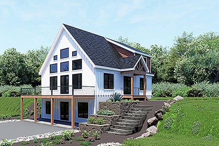 Cabin Country French Country Prairie Style Elevation of Plan 100369