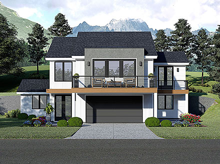Coastal Contemporary Country European Elevation of Plan 100371