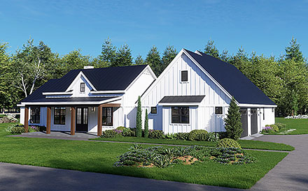 Contemporary Country Farmhouse Elevation of Plan 100374