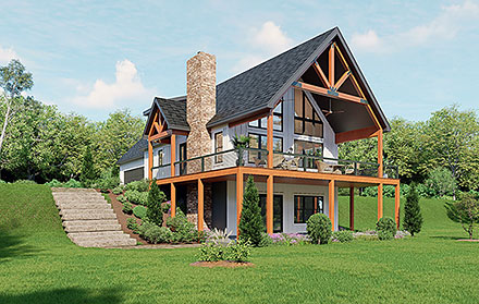 Cottage Country Craftsman Elevation of Plan 100386