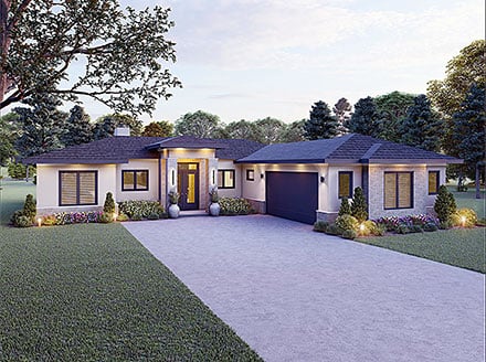 Contemporary Prairie Elevation of Plan 100393