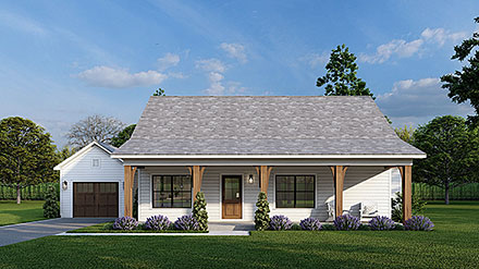 Country Farmhouse Ranch Elevation of Plan 100407