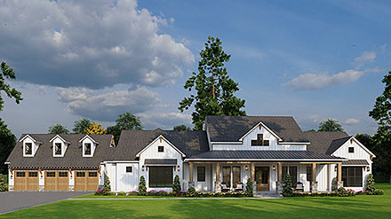 Craftsman Farmhouse Elevation of Plan 100425