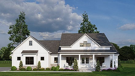 Country Craftsman Farmhouse Elevation of Plan 100432