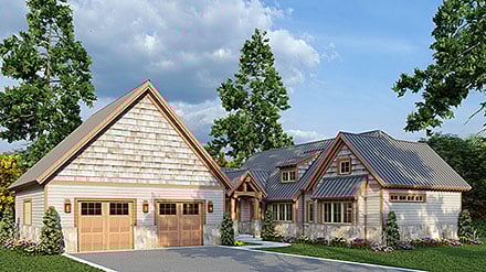 Craftsman Ranch Elevation of Plan 100434