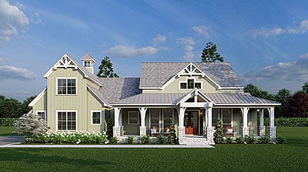 Country Craftsman Farmhouse Elevation of Plan 100437