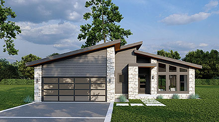 Contemporary Modern Elevation of Plan 100438